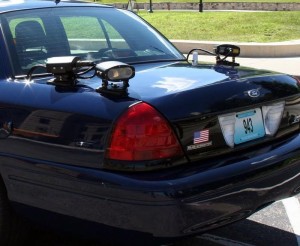 License plate readers mounted on a police cruiser